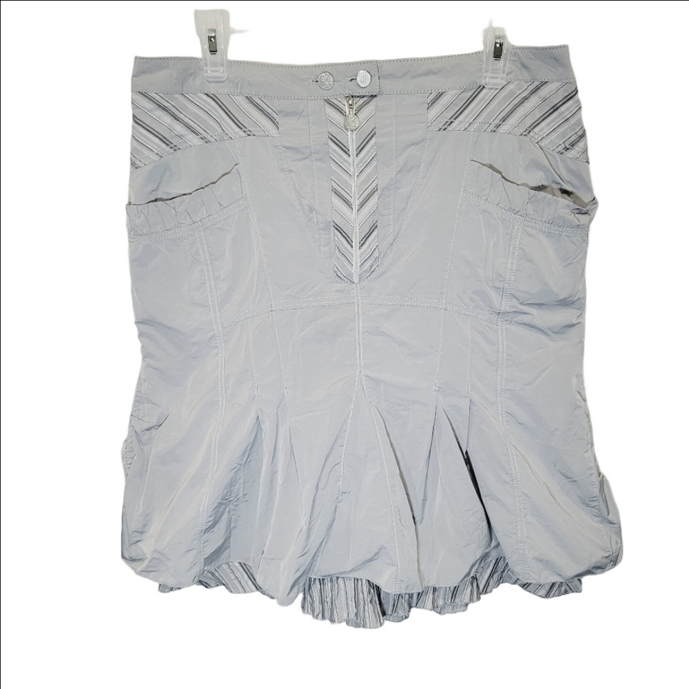 Steilmann Satin Frilled A Line Silver Skirt